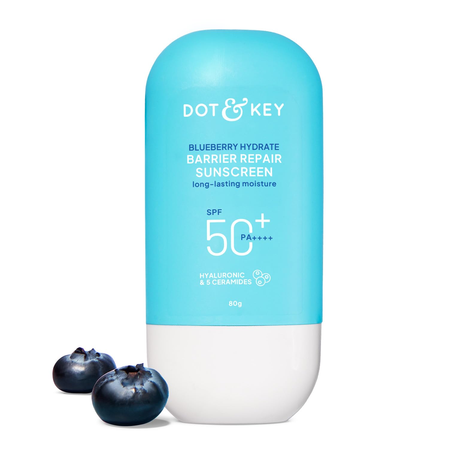 Dot & Key Blueberry Hydrating Barrier Repair Face Sunscreen SPF 50+,PA++++ With Hyaluronic & 5 Ceramides - 80 gm