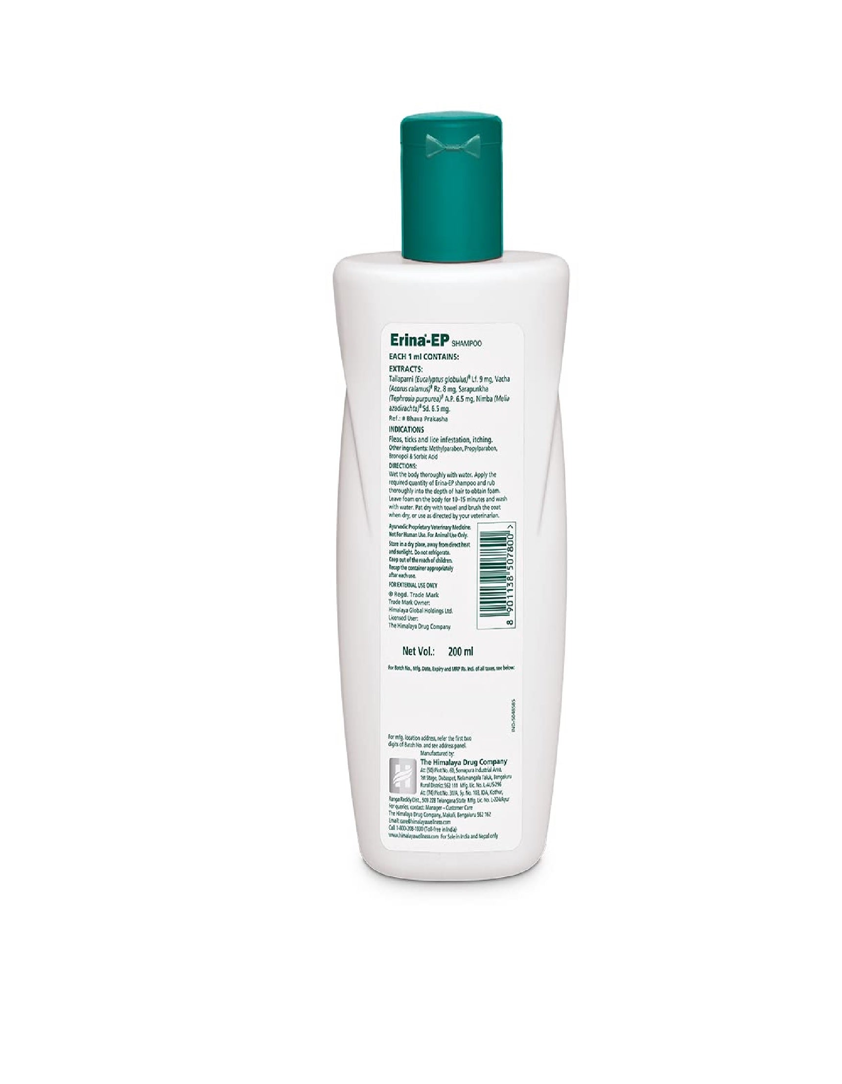 Himalaya Erina-EP Tick and Flea Control Shampoo for Dogs & Cats (200ml) – Lemon Fragrance