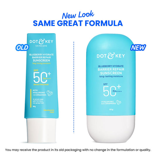 Dot & Key Blueberry Hydrating Barrier Repair Face Sunscreen SPF 50+,PA++++ With Hyaluronic & 5 Ceramides - 80 gm