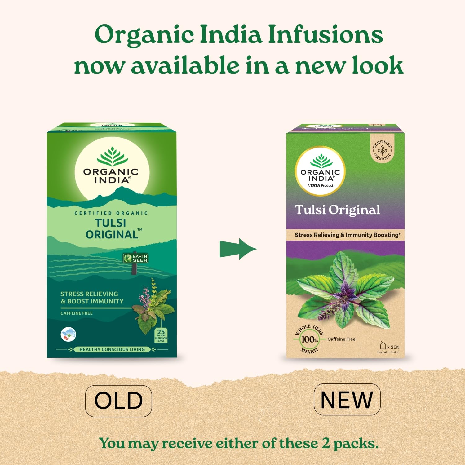 Organic India Tulsi Original - 25 Tea Bags, Caffeine-Free Herbal Tea with Tulsi, Natural Detoxifier, Rich in Antioxidants