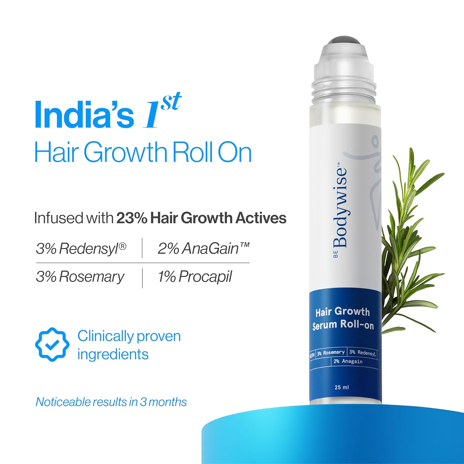 BeBodywise Rosemary Hair Growth Serum (Roll On) - 25 ml