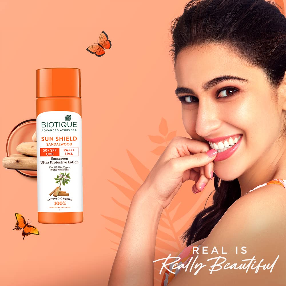 Biotique Bio Sandalwood Sunscreen Ultra Soothing Face Lotion, SPF 50+ | 120 ml