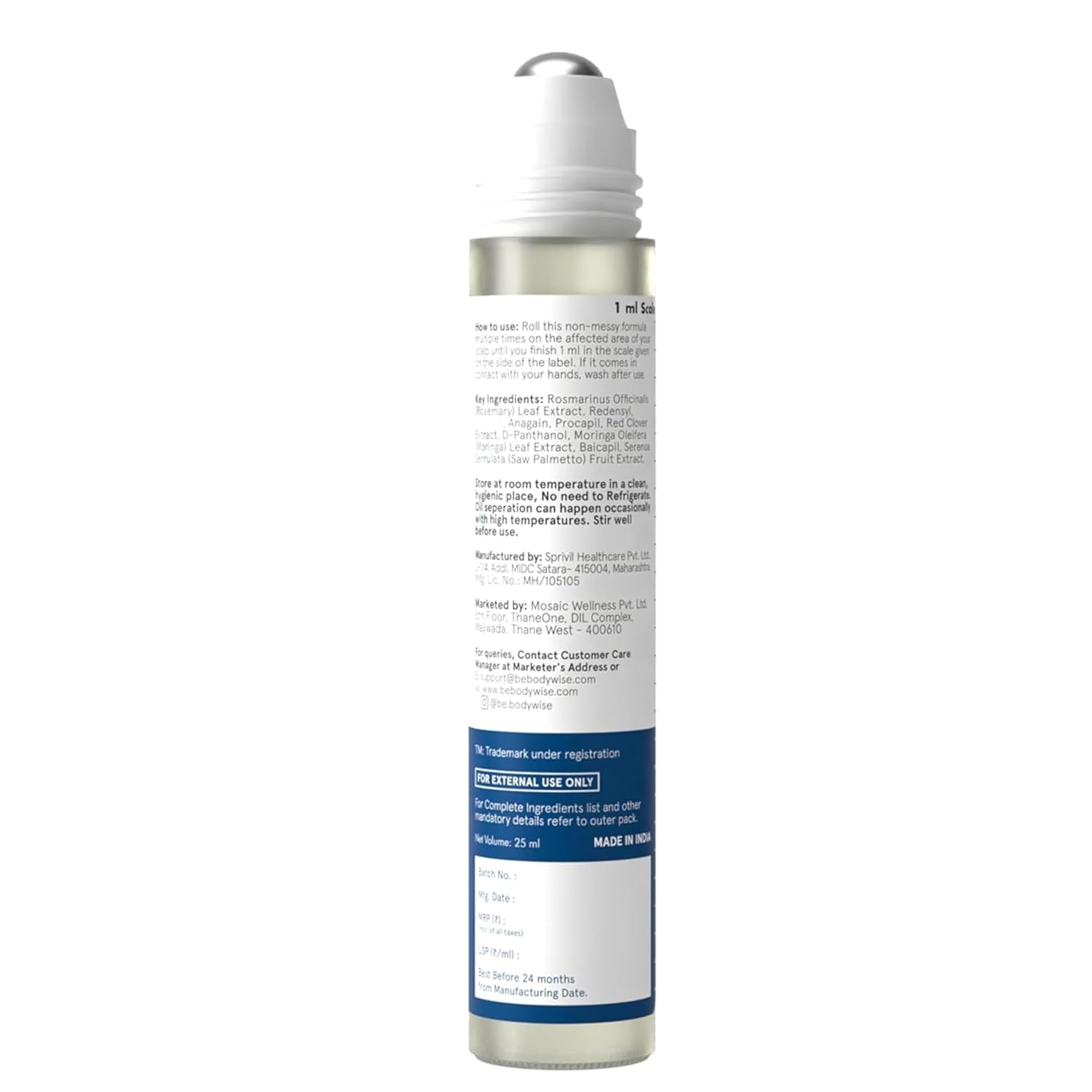 BeBodywise Rosemary Hair Growth Serum (Roll On) - 25 ml