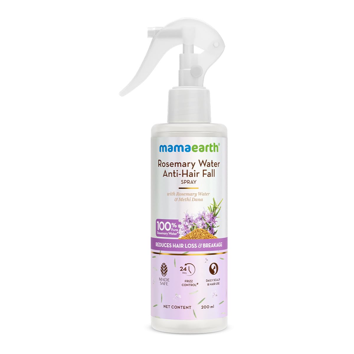 Mamaearth Rosemary Water Anti-Hair Fall Spray with 100% Pure Steam Distilled Rosemary Water & Methi Dana for Hair - 200 ml
