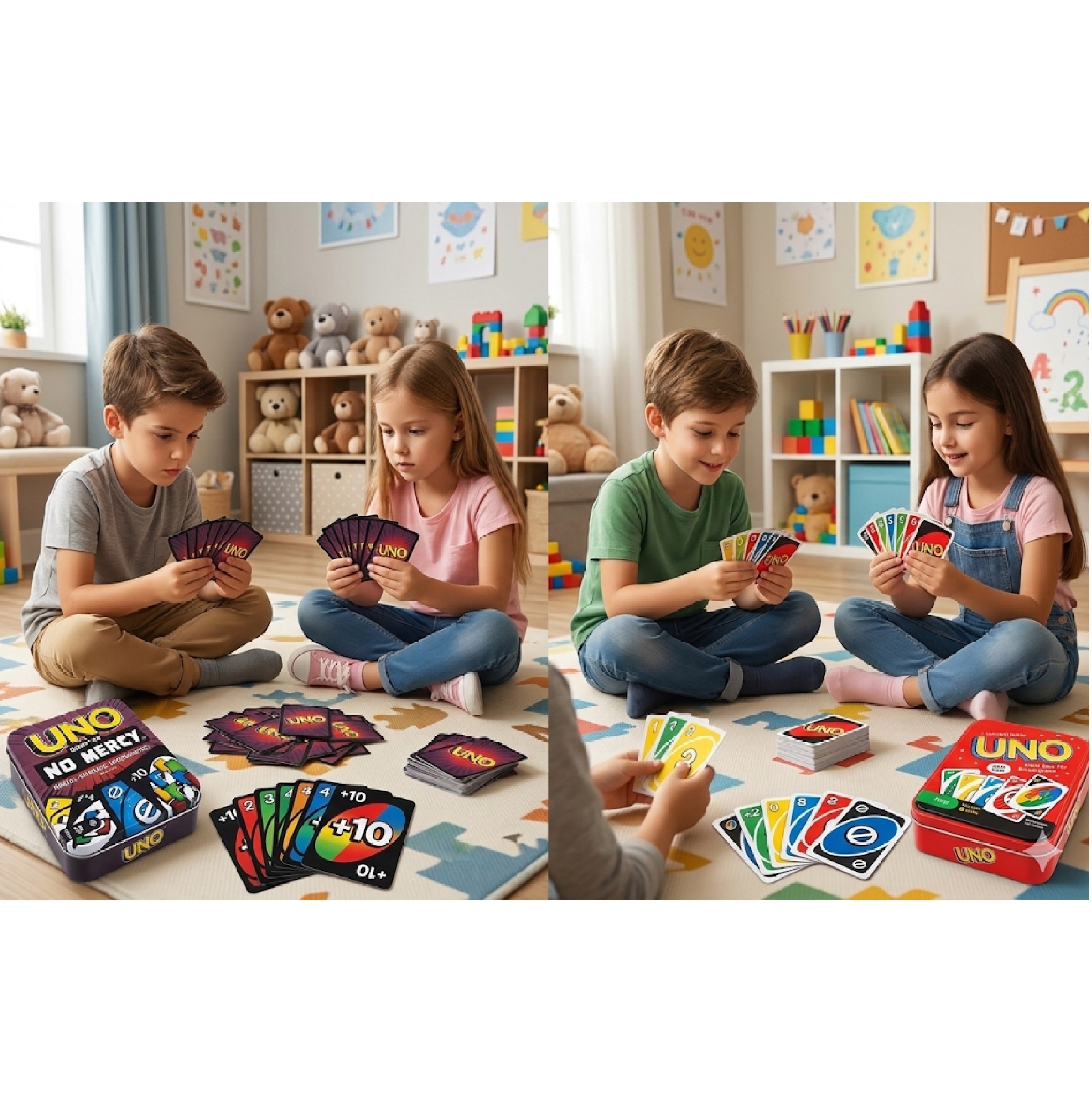 UNO No Mercy Tin & UNO Red Tin Card Game Combo | for Friends, Family and Travel