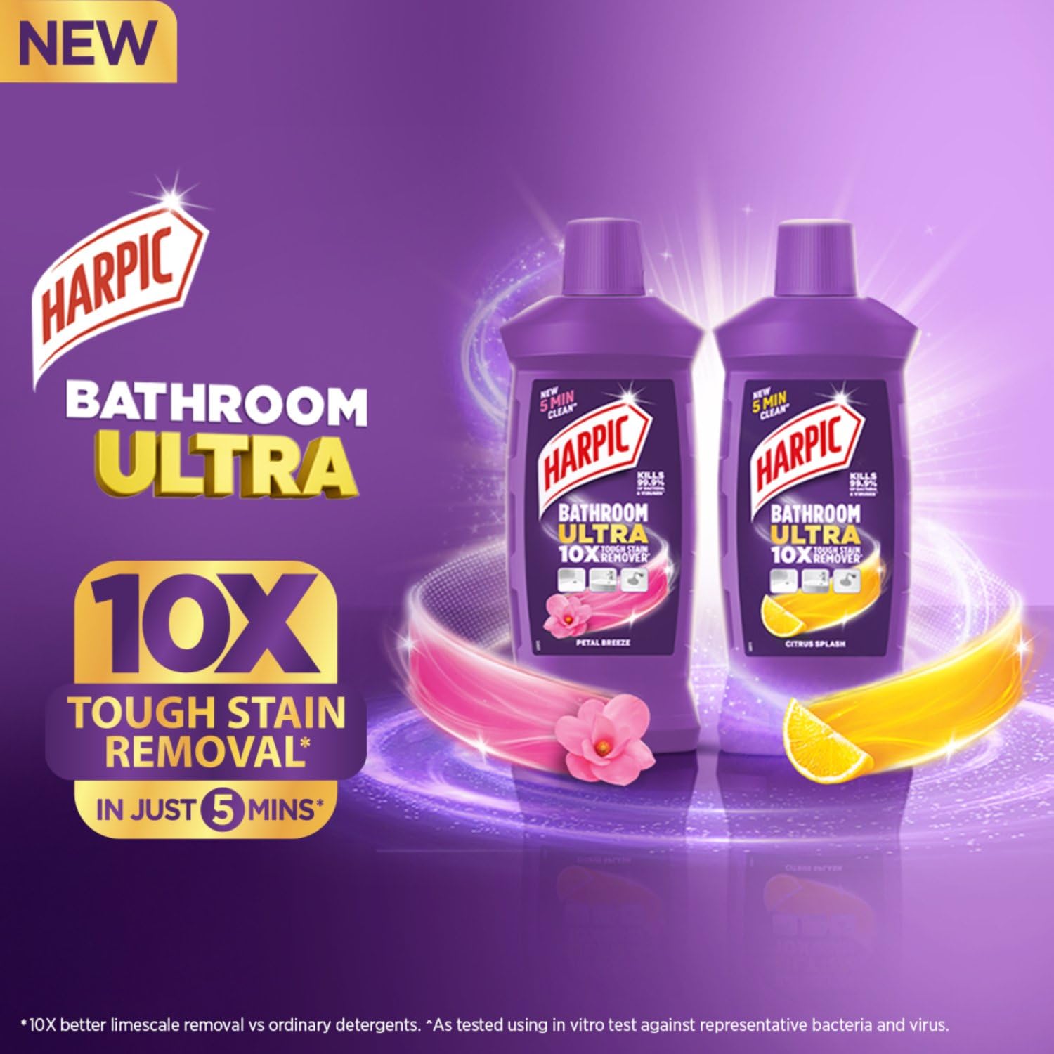 Harpic Bathroom Cleaner Ultra | Petal Breeze | 1L | 10X Tough Stain Remover