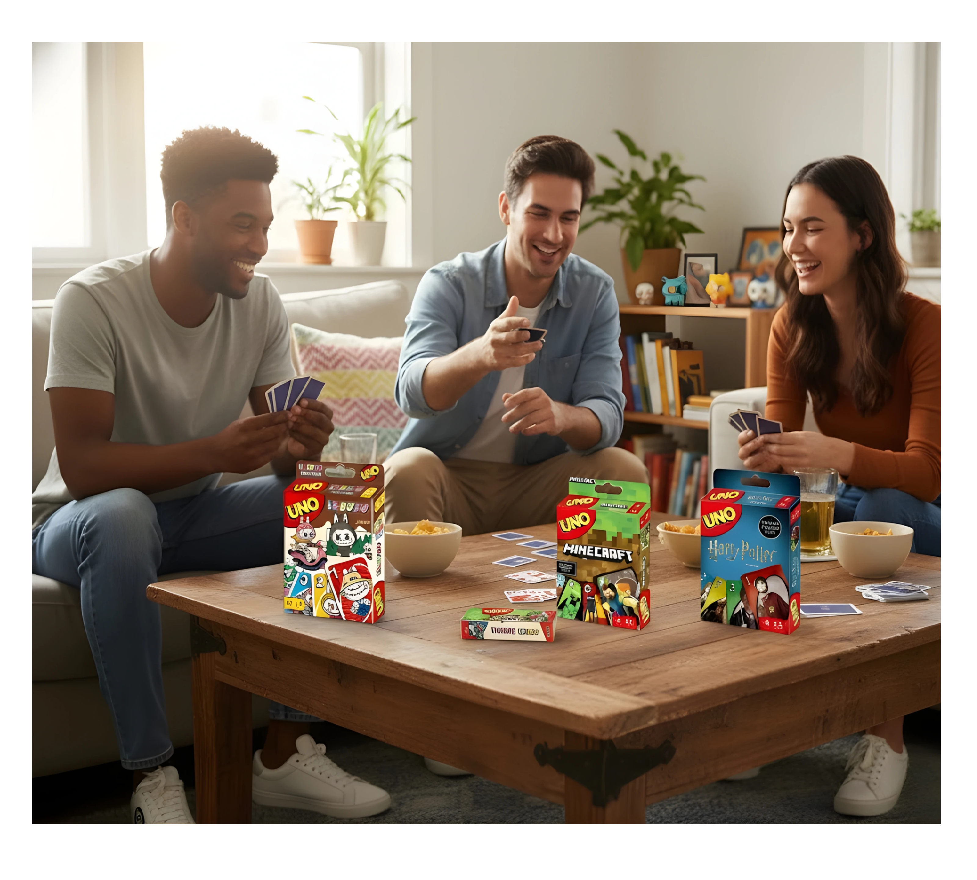 UNO Labubu, UNO Minecraft & UNO Harry Potter Card Game Combo
