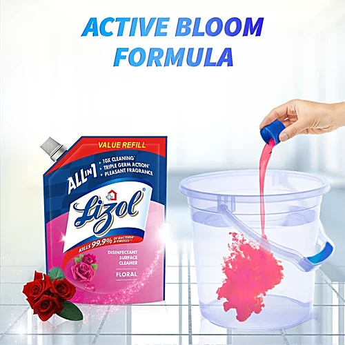 Lizol All In One Disinfectant Surface Cleaner Liquid - Floral, 1.8 L Refill Pack
