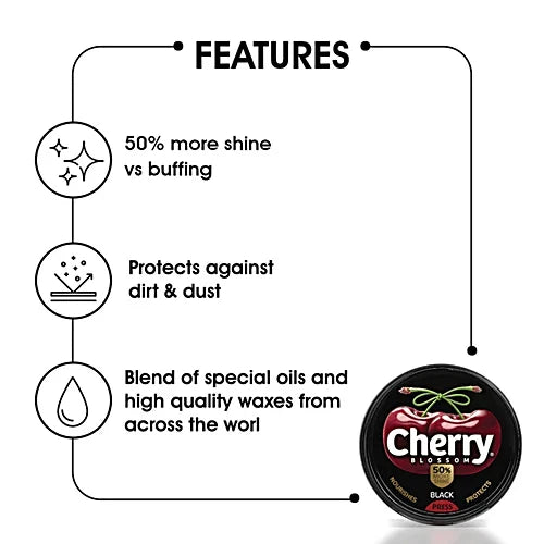 Cherry Blossom Black Wax Shoe Polish, 15 g