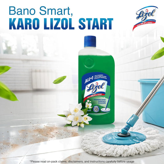 Lizol Disinfectant Surface & Floor Cleaner Liquid, Jasmine - 1 Litre