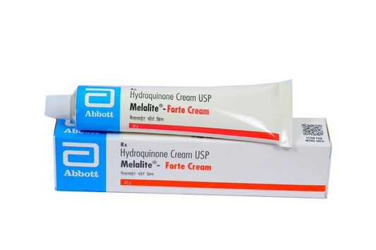 Melalite Forte Cream (30gm) Hydroquinone (4% w/w) lighten the areas of darkened skin such as chloasma, melasma, freckles, age spots and acne scars