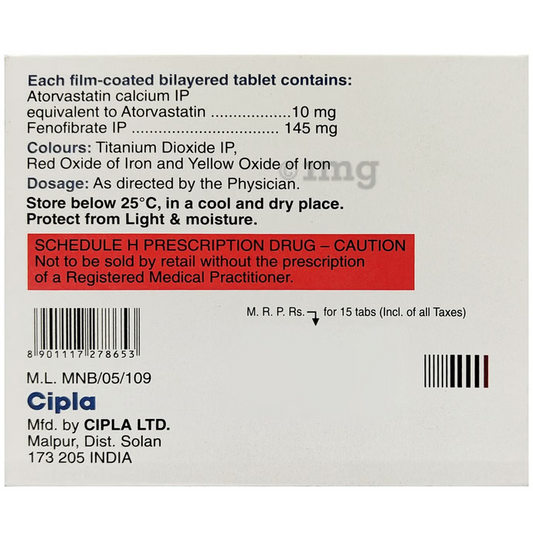 Atorlip-F Tablet – 15 Tablets for High cholesterol Heart attack