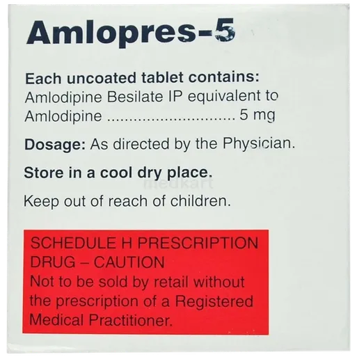 Amlopres 5 mg Tablet – 30 Tablets For Hypertension (high blood pressure)