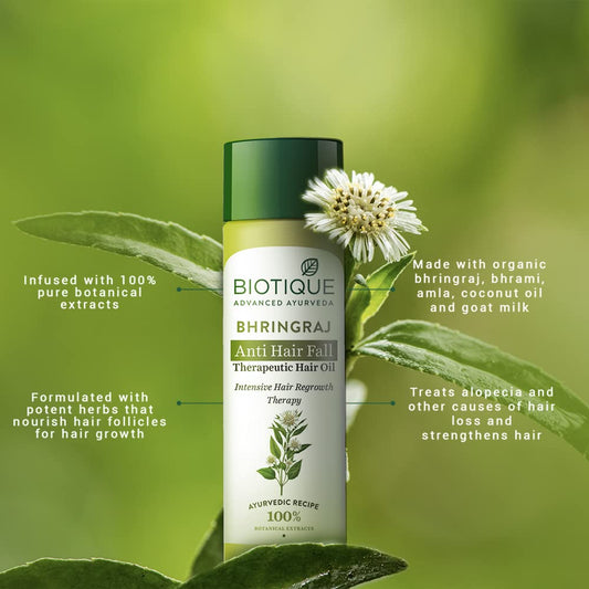 Biotique Bio Bhringraj Therapeutic Hair Oil for Falling Hair | Intensive Hair Regrowth Treatment | 200ml