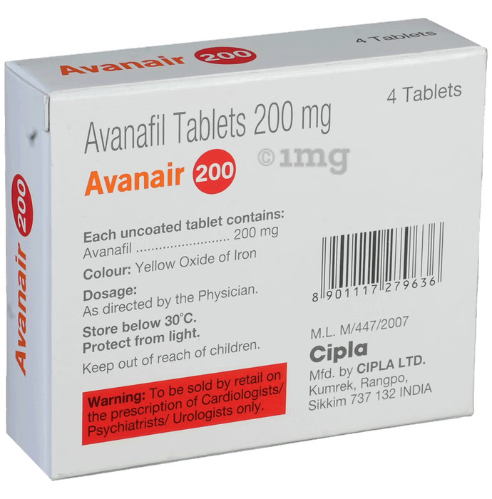 Avanair 200 mg – 4 Tablets for Erectile dysfunction