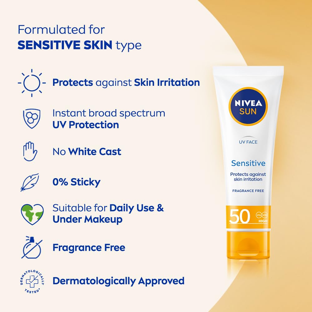 Nivea Sun Shine Control SPF 50 Sunscreen Ultra Matte, No White Cast, Instant UV Protection - 50 ml