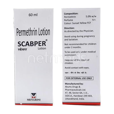Scabper Lotion (60ml) For Scabies, Skin Disease, Pediculosis (Lice)