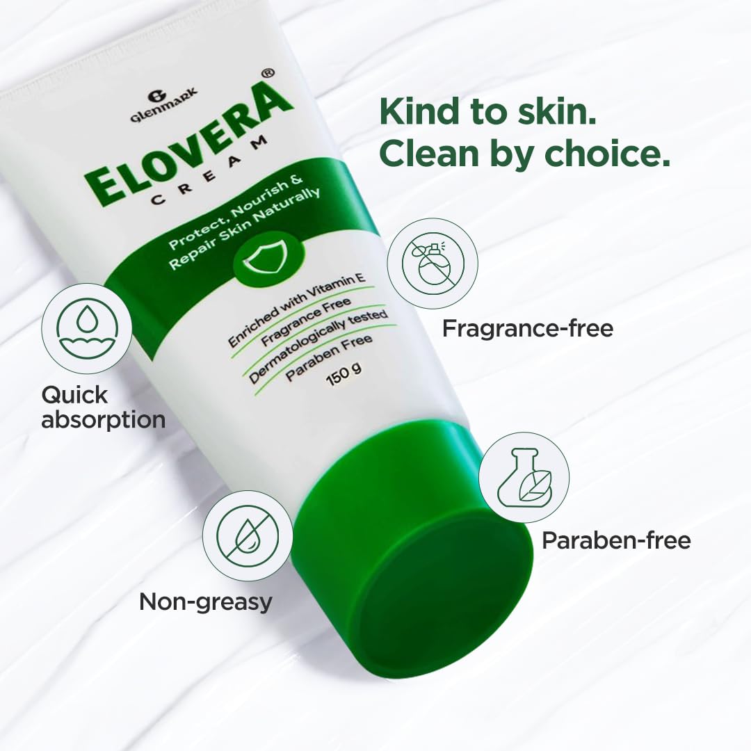 Glenmark Elovera Moisturising Cream For Dry Skin - 150 gm