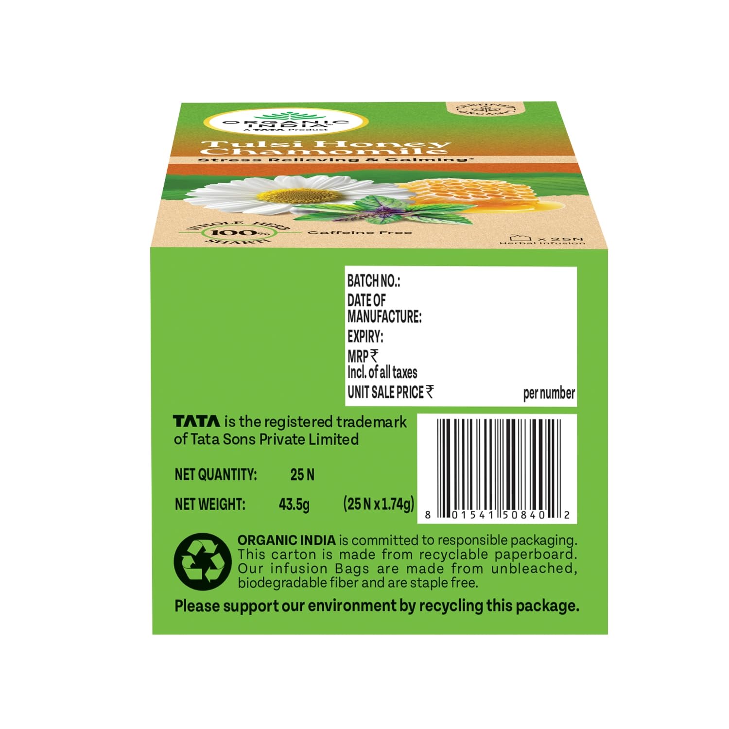 Organic India Tulsi Honey Chamomile Infusion - 25 Tea Bags