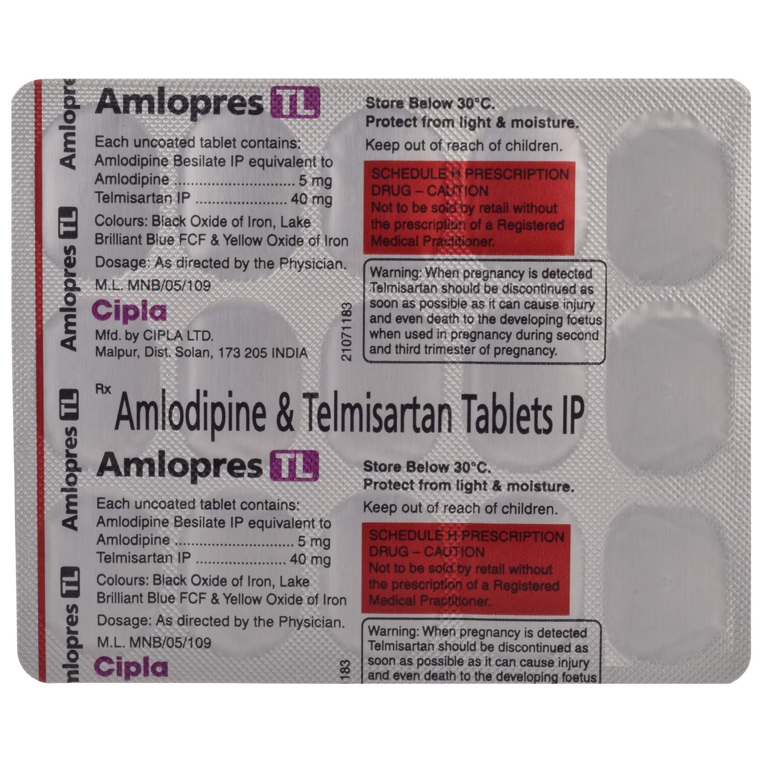Amlopres TL Tablet -15 Tablets For Hypertension (high blood pressure)