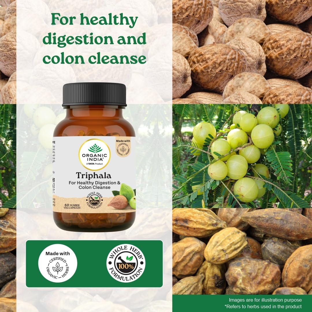 Organic India Triphala Veg 60 Capsule | Eases Constipation & Supports Digestion
