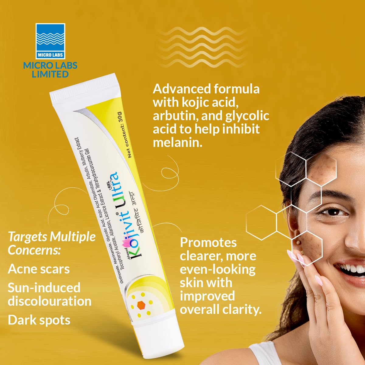 Kojivit Ultra Advanced Gel (30gm) For Antioxidant & Anti-Inflammatory, Dark Spots