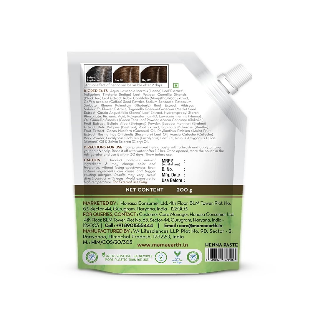 Mamaearth Natural Henna Paste For Rich Naturally Colored Hair - 200 gm