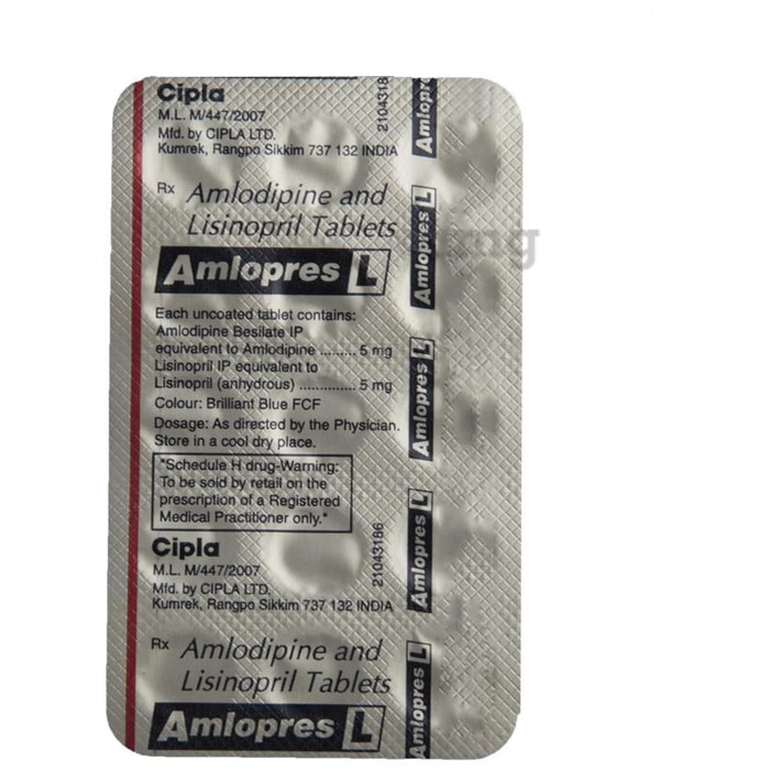 Amlopres L Tablet – 15 Tablets For Hypertension (high blood pressure)