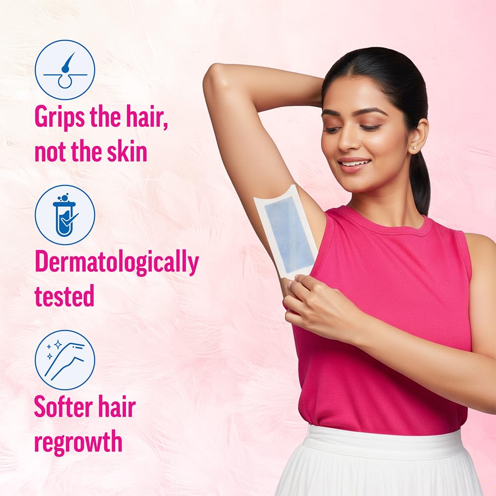 Veet Full Body Waxing Strips Kit for Sensitive Skin | 20 Pre-Coated Wax Strips & 4 Perfect Finishing Wipes