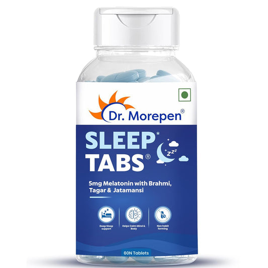DR. MOREPEN Sleep Tabs with Jatamansi, tagar, Ashwagandha | Non- addictive and Natural For Men and Women - (60 Veg Tablets)
