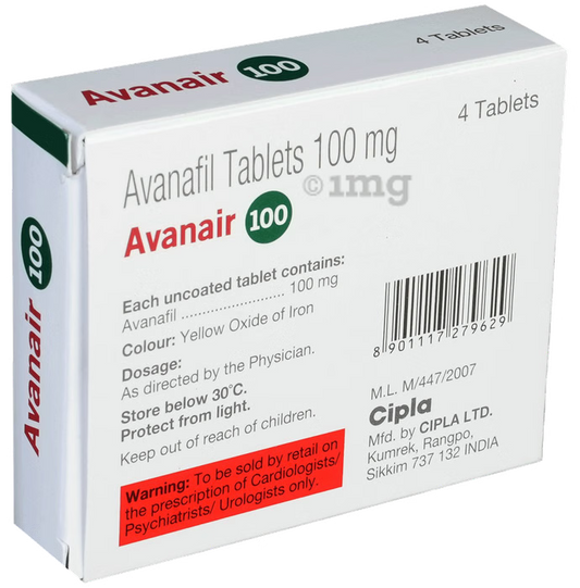 Avanair 100mg Tablet – 4 Tablets For Erectile dysfunction