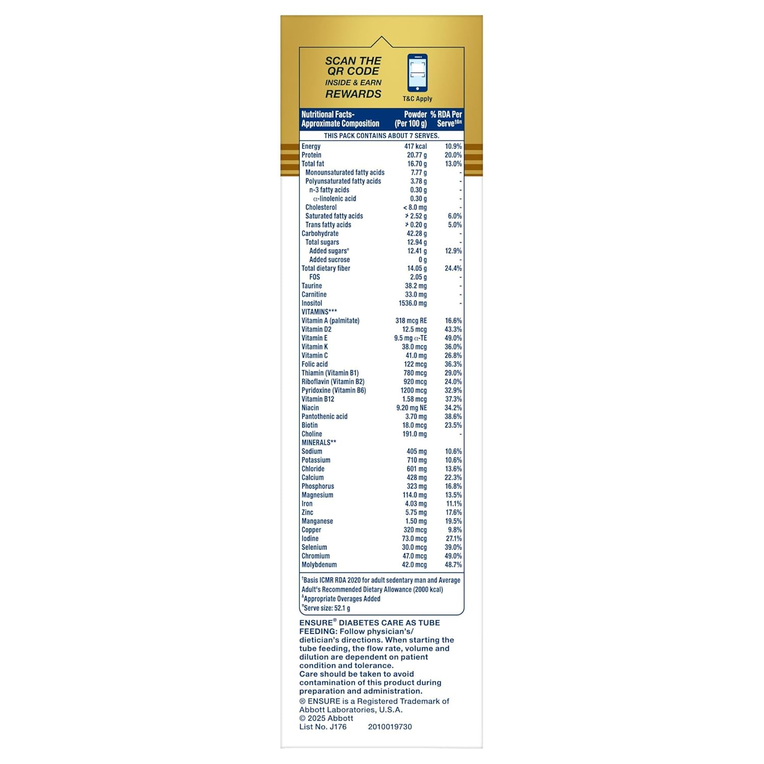 Ensure Diabetes Care Chocolate Refill 375g Abbott