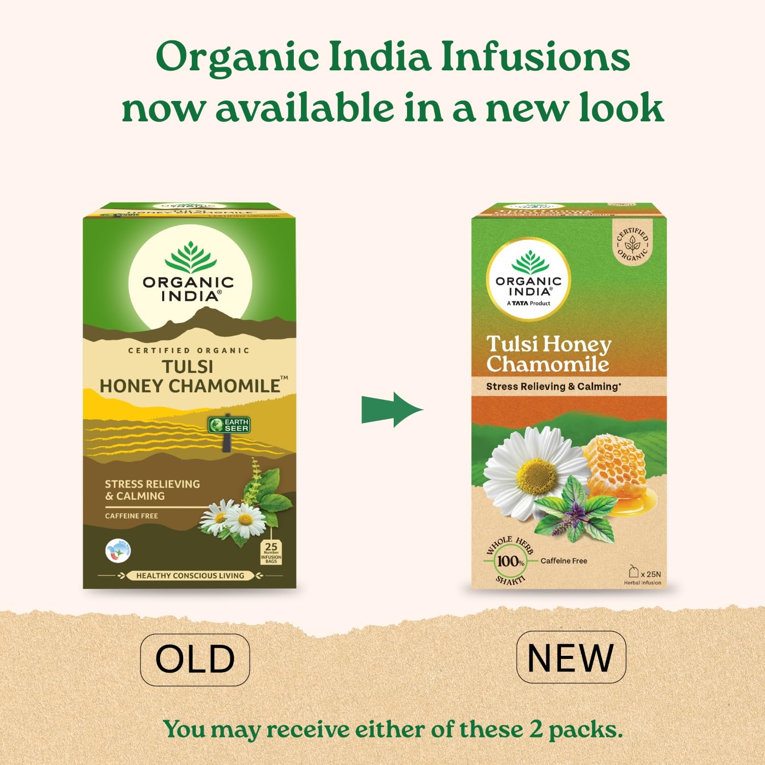 A TATA Product - Organic India Tulsi Honey Chamomile Infusion - 25 Tea Bags
