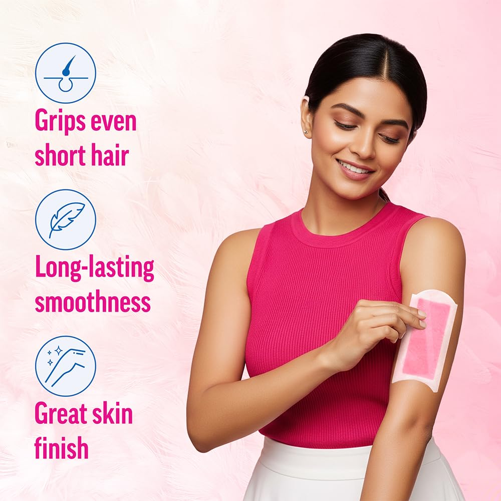 Veet Full Body Waxing Strips Kit for Normal Skin | 20 Pre-Coated Wax Strips & 4 Perfect Finishing Wipes