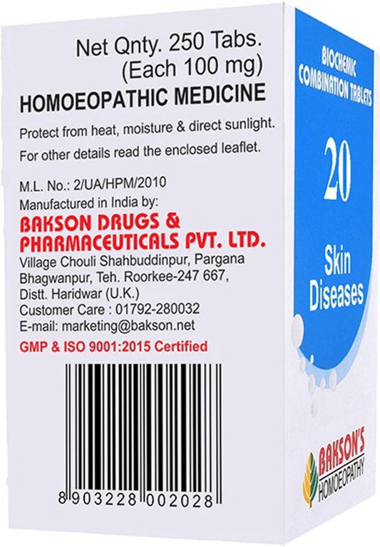 Bakson's Homeopathy Biochemic Combination 20 Tablets - 25 gm
