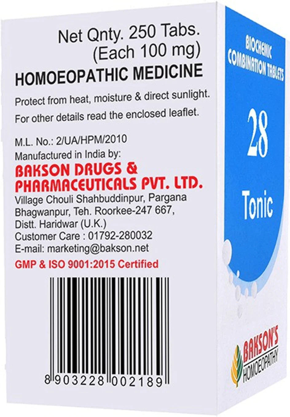 Bakson's Homeopathy Biochemic Combination 28 Tablets - 25 gm