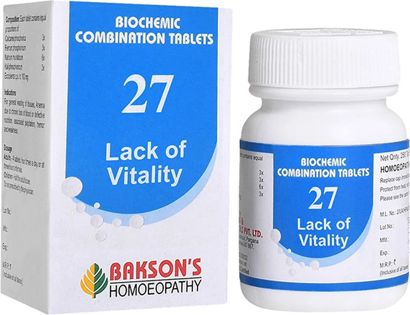 Bakson's Homeopathy Biochemic Combination 27 Tablets - 25 gm